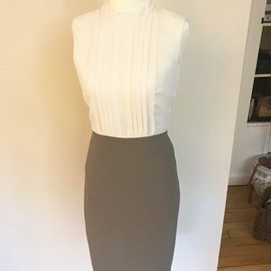 Reiss grey and white sheath dress